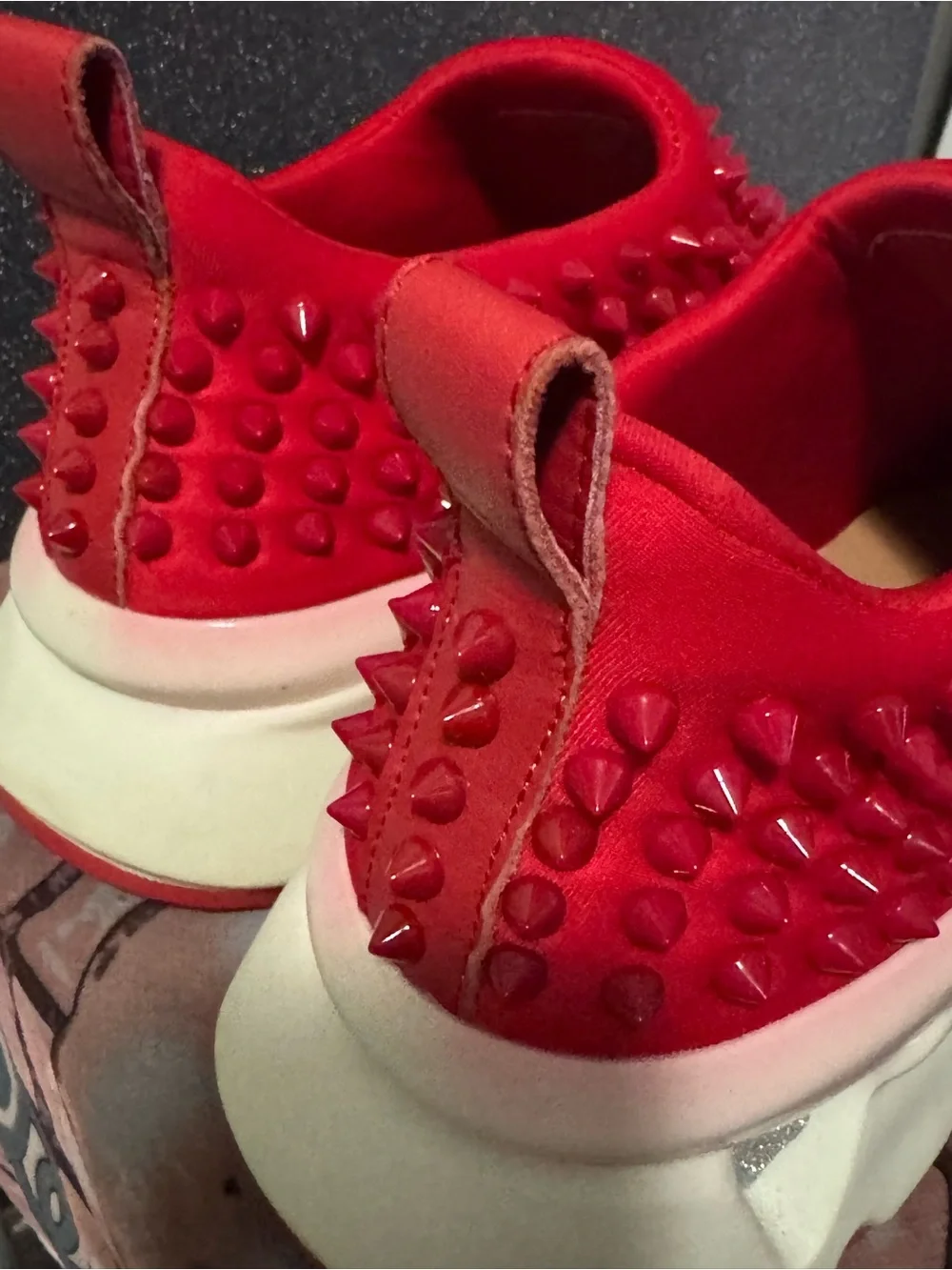 INSPIRED Red Studded Slip-On Women's Sneakers